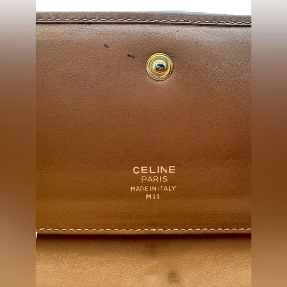 Celine Monogram Leather Long Wallet PVC W/ Kiss Lock And Gold Accents - Picture 10 of 16